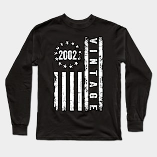 22 Years Old Gifts Vintage 2002 American Flag 22nd Birthday Long Sleeve T-Shirt